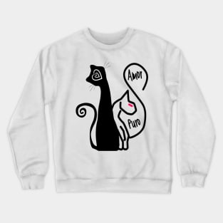 Pure feline love. Adorable black and white cat couple. True love for kittens. Crewneck Sweatshirt